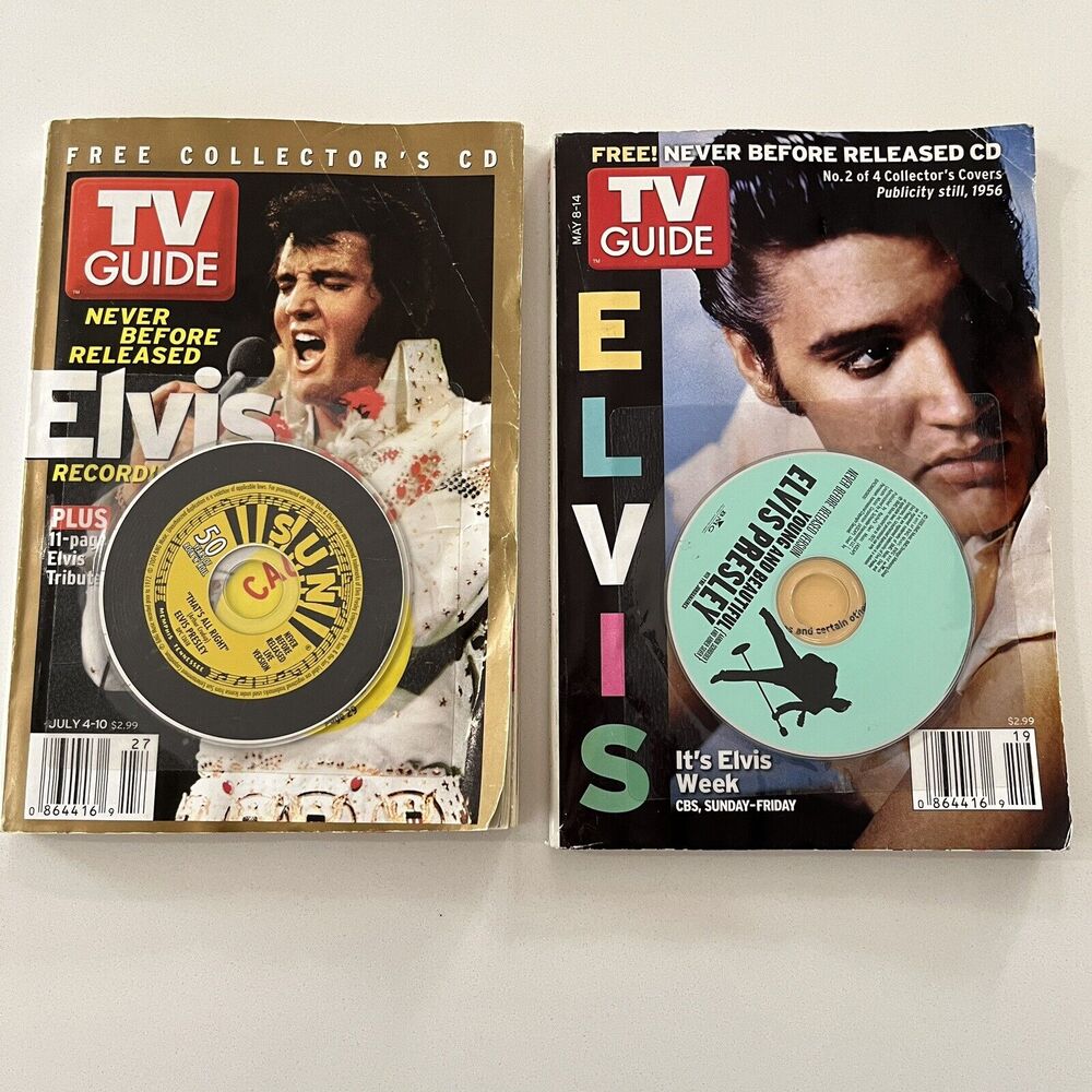 Lot of 2 TV Guides Elvis Presley with Mini CD May 8 2005 and July 4 2004